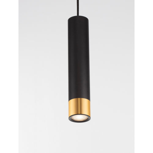 Nova Luce PICTO Hoge, slanke hanglamp voor aan het plafond, zandkleurig zwart, goudkleurige GU10 fitting, 1x10W