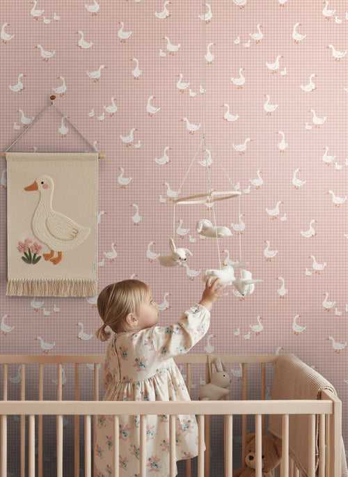 ESTAhome behang schattige ganzen roze - 50 x 900 cm - 132186