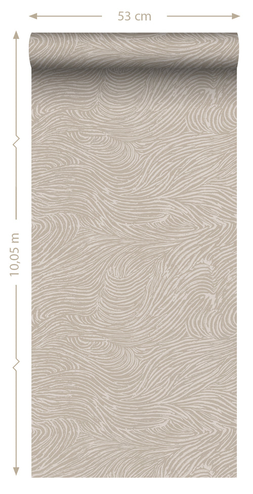 ESTAhome behang 3d golvende lijnen taupe - 50 x 900 cm - 139661 - vtwonen shop