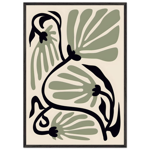 Artfulprints Poster met Lijst Matisse – Ode to a green flower   - 70x100 cm - Groen