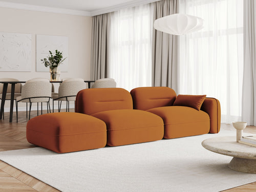 Cosmopolitan Design linker modulaire bank Sydney 3-zits, flueel, terracotta - 90x295x70cm