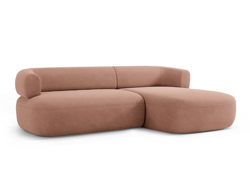 Micadoni rechter hoekbank Jenny 5-zits, flueel terracotta - 145x225x73cm