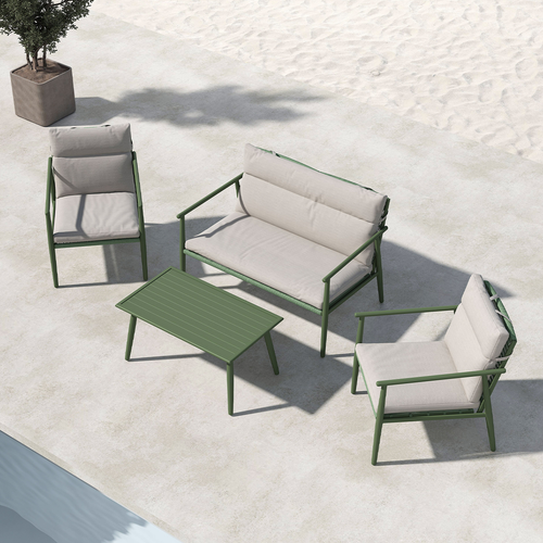 Nest outdoor Margret Tuin Loungeset Groen - Met Zitkussens
