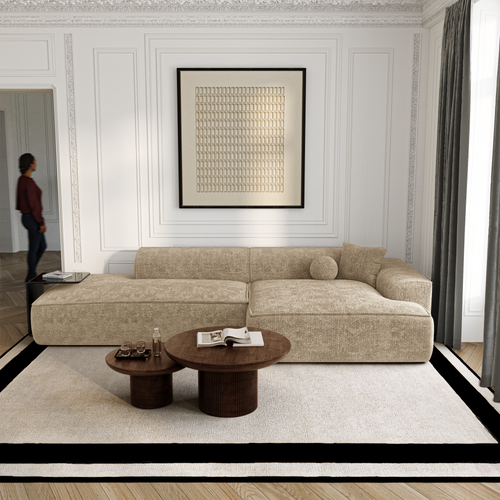 Premium Interiors - Rechthoekige hoekbank HANA - fluweel weefsel mol 300cm