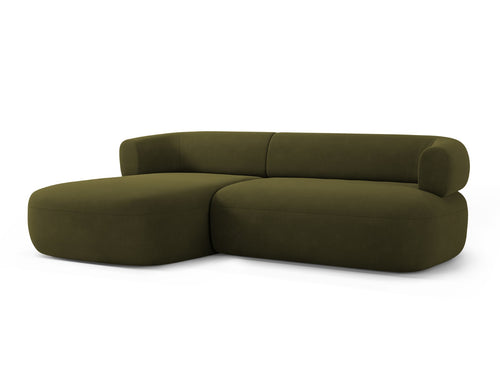Micadoni linker hoekbank Jenny 5-zits, flueel groente - 145x225x73cm