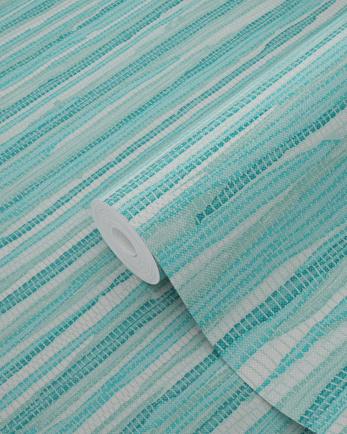 ESTAhome behang geweven motief turquoise - 53 cm x 10.05 m - 148621