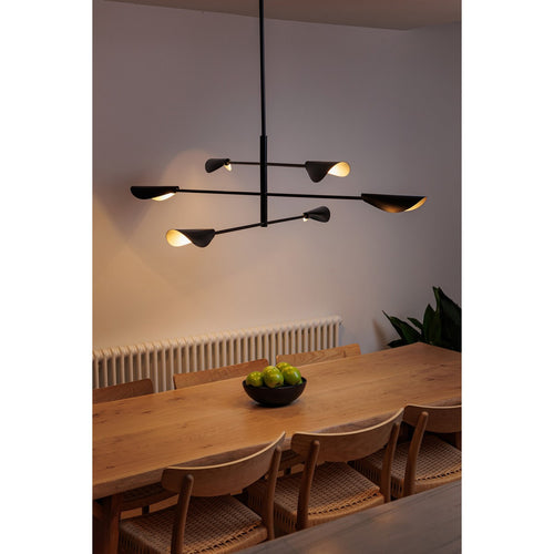 Faro LIGGERA 6-lichts multi-arm hangende plafondlamp mat zwart