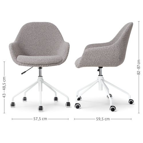 Nolon Nout-Mae Bureaustoelen Set van 2 - Bouclé Taupe - Wit