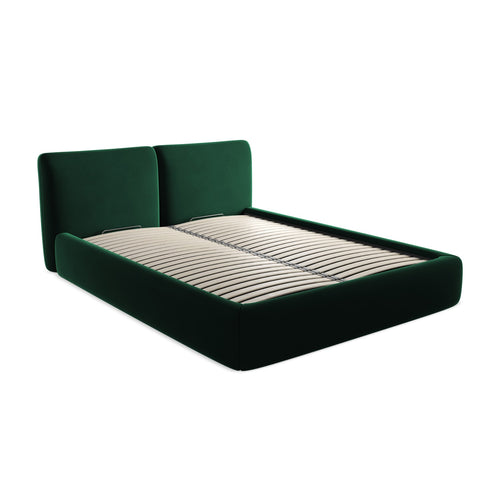 LaMiaSofa Bed met opbergruimte Milano - velours - flessengroen - 180x228x82