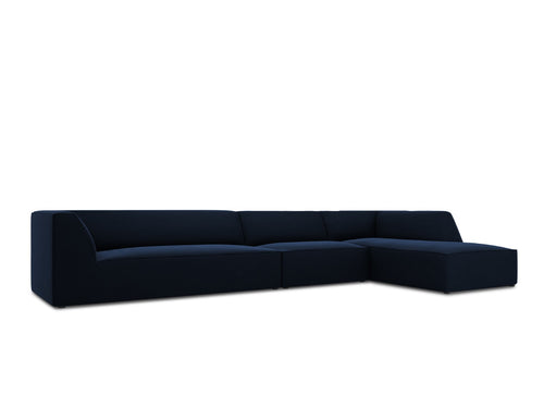 Micadoni rechter hoekbank Ruby 5-zits, flueel, koningsblauw - 180x366x69cm