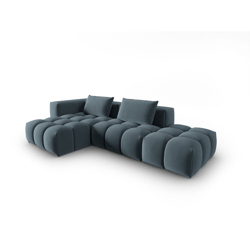 Cosmopolitan Design - Modulaire hoekbank links Verona 4-zits, flueel pastelblauw - 145x265x70cm