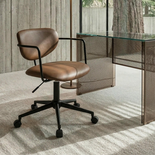 Furnhouse bureaustoel Lido - Donkerbruin - Kunstleer - 57x54x71