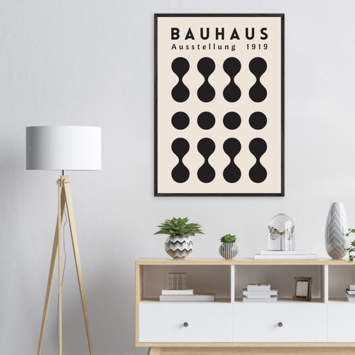 Artfulprints Poster met Lijst Bauhaus - Ausstellung 1919   - 70x100 cm - Zwart / Wit