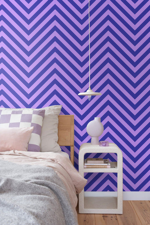 ESTAhome behang chevronpatroon paars en blauw - 50 x 900 cm - 131408 - vtwonen shop