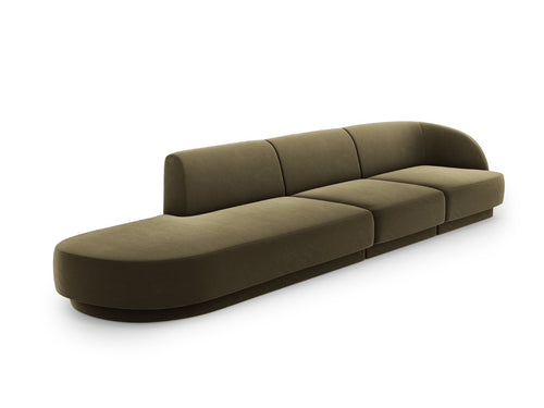 Micadoni linker bank Miley 4-zits, flueel, groente - 90x323x70cm