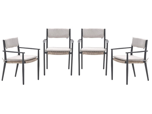 Garden Impressions Parijs tuinstoelen set van 4 – carbon black / desert sand