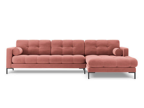 Cosmopolitan Design rechter hoekbank Bali 5-zits, flueel, roze - 185x293x75cm