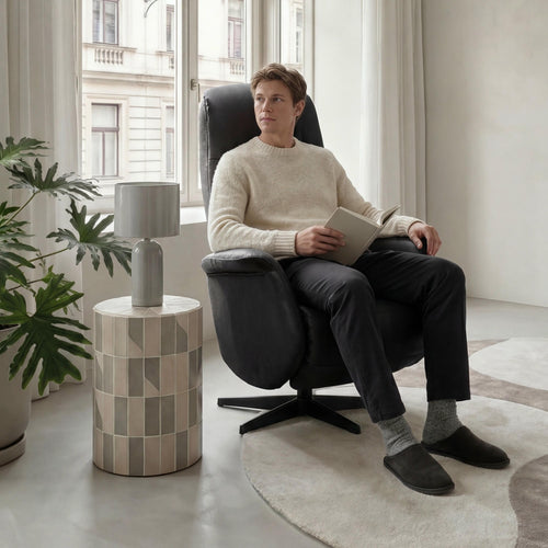 Furnhouse relaxfauteuil Delta - Zwart - Draaibaar - 79x90x114