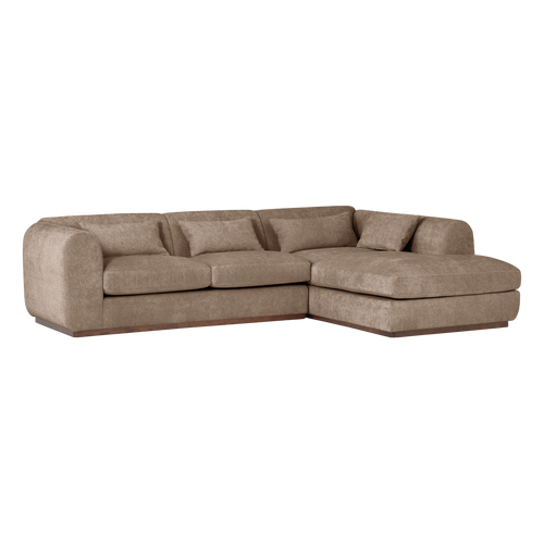 WOOOD hoekbank rechts Brenvo - Structure Velvet - Lichtbruin - 73x306x178