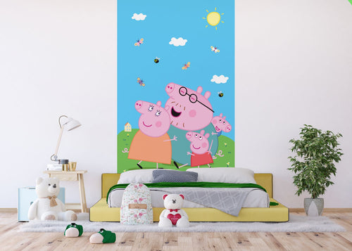 Sanders & Sanders fotobehang Peppa Pig groen, blauw en roze - 270 x 150 cm - 601232