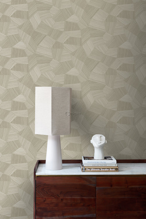 Origin Wallcoverings eco-texture vliesbehang grafisch 3D motief zand beige - 0.53 x 10.05 m - 347819 - vtwonen shop