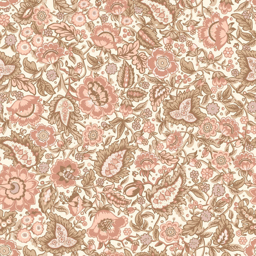 ESTAhome behang vintage bloemen bruin en terracotta roze - 50 x 900 cm - 131496 - vtwonen shop