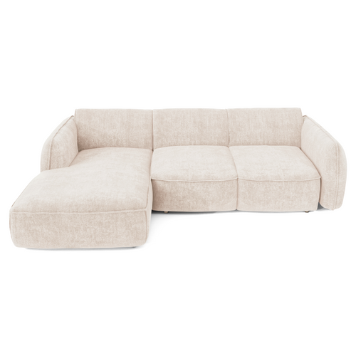 Sia Home - Rechte hoekbanken LIVIA - Fluweel weefsel - Crème - 274cm