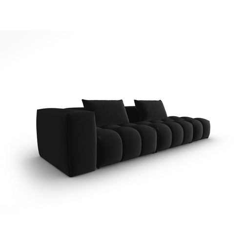 Cosmopolitan Design - Rechte modulaire bank Verona 4-zits, flueel zwart - 85x265x70cm