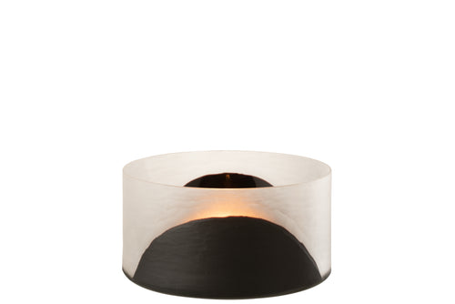 J-Line windlicht Circulo Plat - glas - zwart - transparant - vtwonen shop