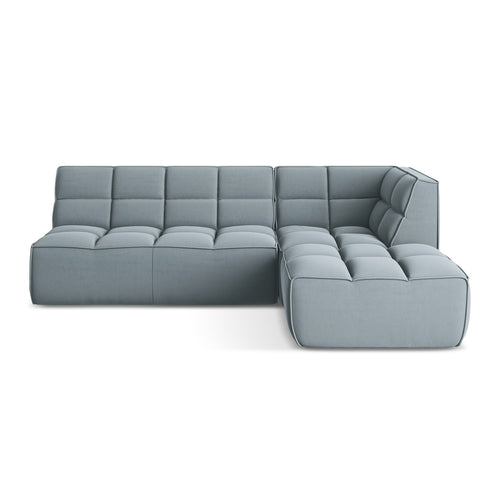 LaMiaSofa Modulaire hoekbank rechts Belluno - velours - lichtblauw - 258x178x75