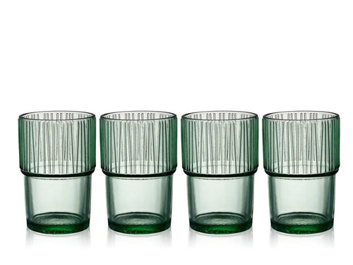 Bitz Waterglas Kusintha 280 ml - kleur Groen - set van 4 stuks - stapelbaar - vtwonen shop