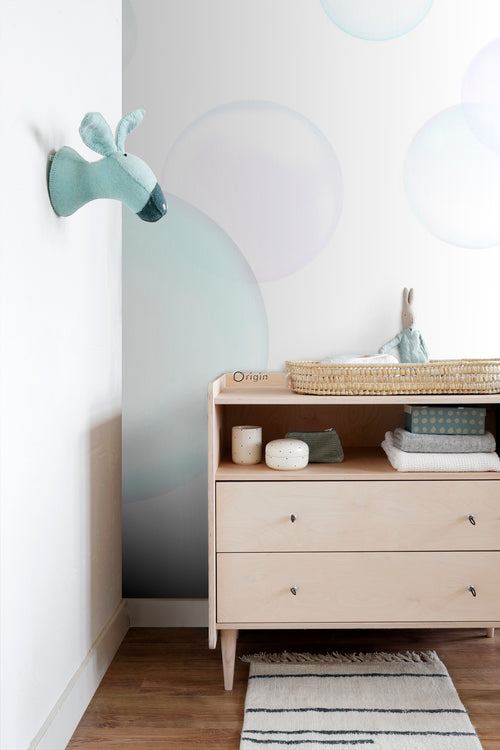 Origin Wallcoverings fotobehang grote zwevende bellenblaas lucht bellen groen 250 x 279 cm 357213