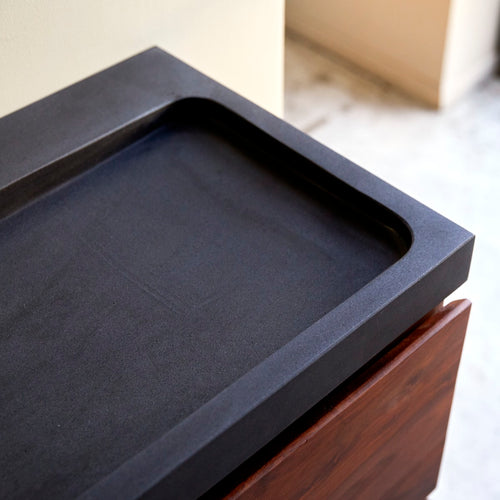 Tikamoon Badkamermeubel van massief palissander en lavasteen 80 cm - Donkerbruin - vtwonen shop