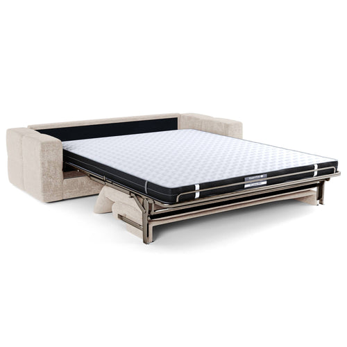 Premium Interiors - Snel uitklapbare slaapbank VIBE - gewaafd fluweel crème 206cm