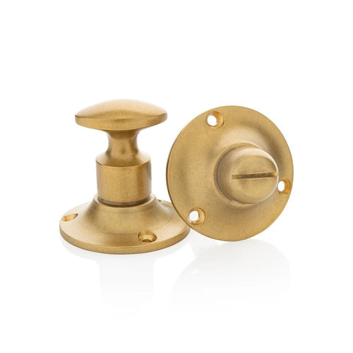 MooideurBeslag deurklink Klassiek geveerd - messing getrommeld - wc slot - rond - vtwonen shop