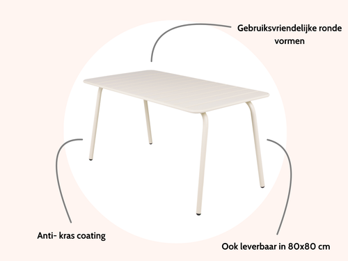 MaximaVida metalen tuintafel Max 150 x 80 cm ivoor - vtwonen shop