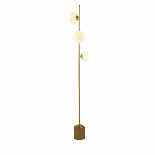 Pebble 3-lichts staande lamp, goud en wit ovaal glas