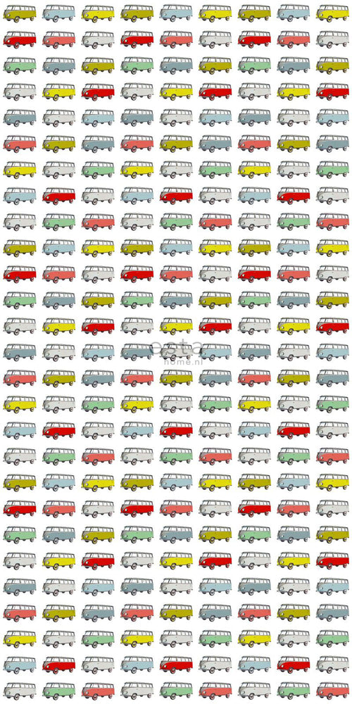 ESTAhome XXL behang vintage transporters geel, blauw, grijs, rood en groen - 50 x 900 cm - 158713 - vtwonen shop