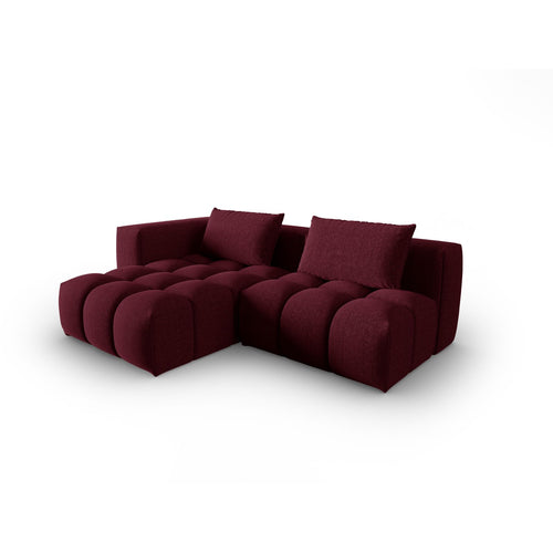 Cosmopolitan Design - Modulaire hoekbank links Verona 3-zits, structurele stof bordeaux - 145x205x70cm