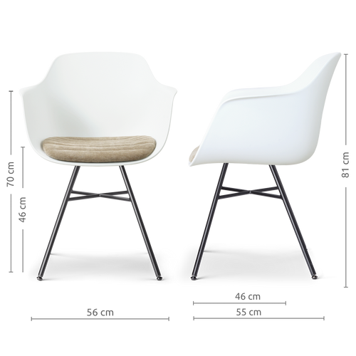 Nolon Noa-Liz eetkamerstoel wit met nougatbruin zitkussen - zwart onderstel