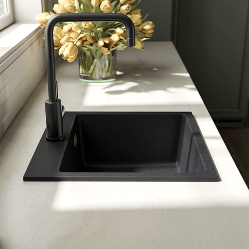 LOMAZOO spoelbak Alonso - opbouw - graniet - zwart - 45 x 45 cm