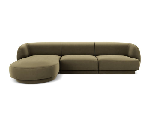 Micadoni linker hoekbank Miley 4-zits, flueel, groente - 156x255x70cm