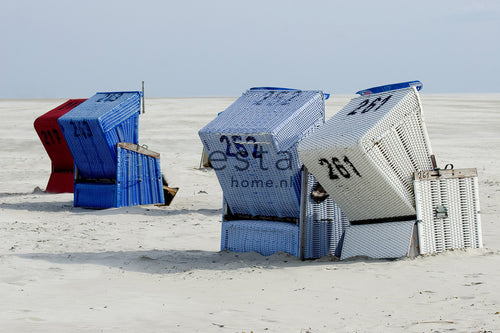 ESTAhome fotobehang strandstoel blauw en beige - 372 x 270 cm - 156518 - vtwonen shop