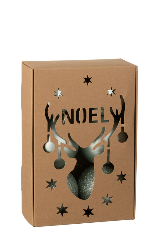 J-Line kerstbal - kunststof - muntgroen - doos van 6