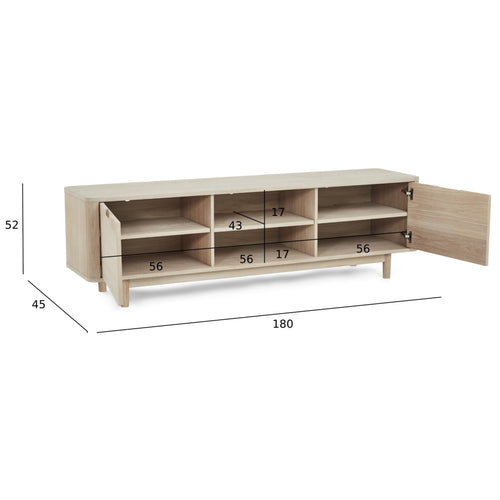 Furnhouse tv-meubel Nyborg - Witte olie - MDF, Eikenfineer - 45x180x52