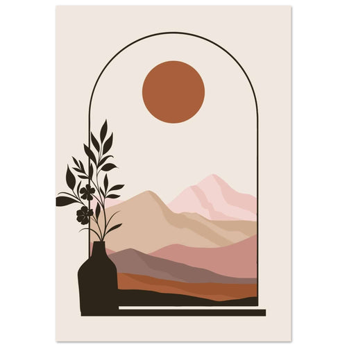 Artfulprints Poster met Lijst Boho – Blush horizon   - A4 21x29.7 cm - beige