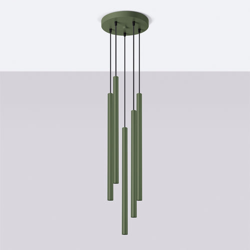 Sollux Lighting Hanglamp PASTELO 5P olijfgroen - 25x25x104cm