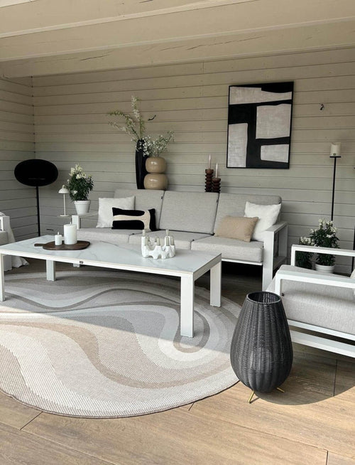 Interieur05 Organisch gevormd buitenkleed Loop Stone Linnen - 240 x 340 cm