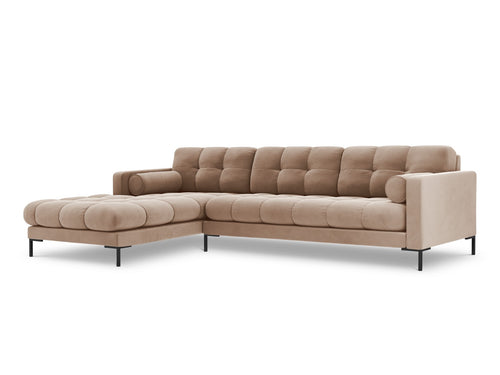 Cosmopolitan Design linker hoekbank Bali 5-zits, flueel, beige - 185x293x75cm