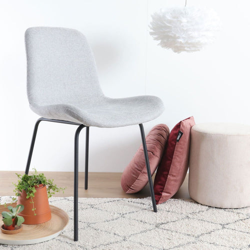 Nolon Nora-Fé Eetkamerstoel Lichtgrijs - Stof - Zwarte Poten - vtwonen shop